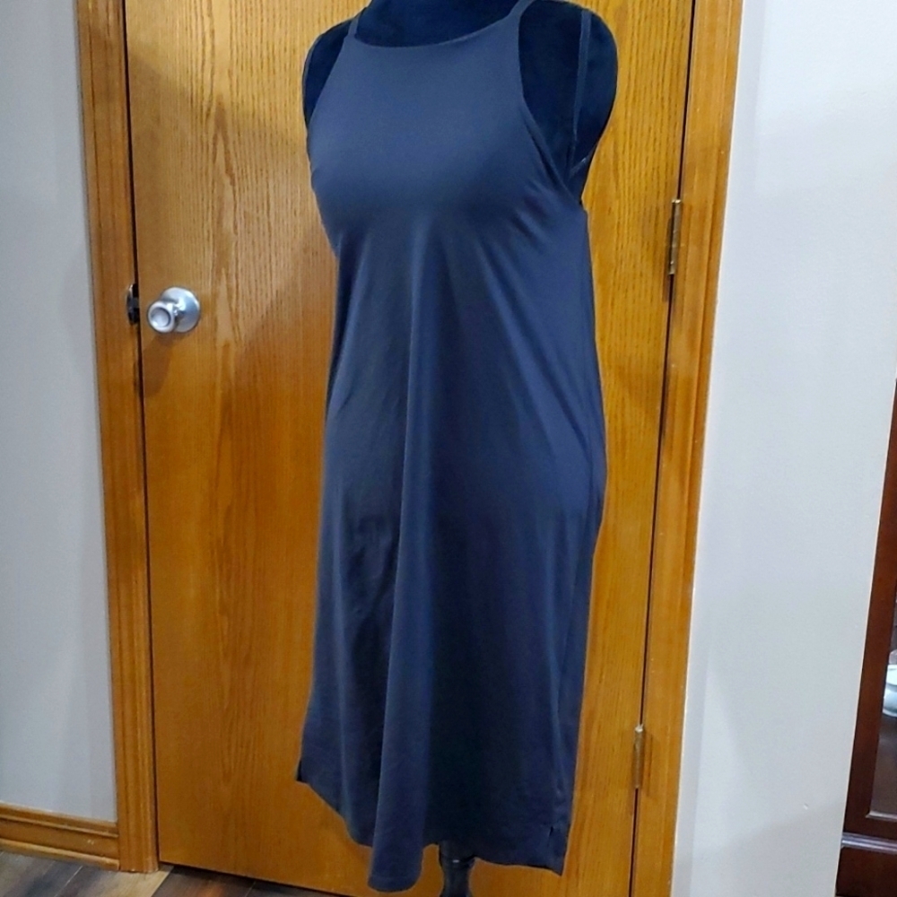 Patagonia stretch draped open back black soft stretch dress